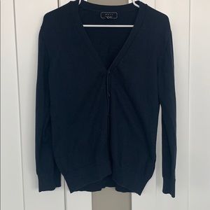 {21 Men} Navy Blue Buttoned Cardigan